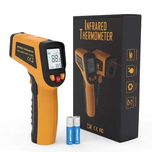 KNINE OUTDOORS Termómetro infrarrojo láser, pistola de temperatura, -58 ℉ a 1112 ℉, enfoque láser único, relación distancia a punto 12:1, para