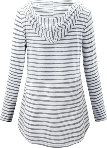 Miniatura 3 de QUINEE sudadera con capucha para mujer de manga larga a cuadros, bloque