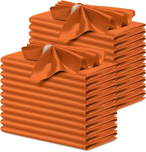 Miniatura 47 de P Pothuiny 12 servilletas de satén de color beige sedoso de 17 x 17 pulgadas, servilletas cuadradas lisas de tela de satén, servilletas de mesa