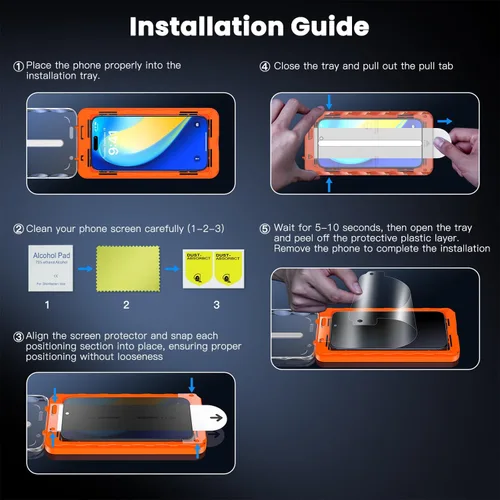 Miniatura 7 de Uyiton Protector de pantalla de privacidad para iPhone 16 Pro Max, [fácil de instalar] [cero burbujas] de cobertura completa inastillable