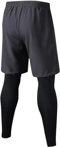 Miniatura 2 de TOPTIE - Pantalones cortos activos para correr 2 en 1 para hombre, mallas de baloncesto
