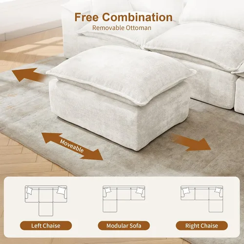 Miniatura 6 de Korser Sofás seccionales de 108 pulgadas para sala de estar, sofá modular sin hueso con asiento profundo y cojín esponjoso, acogedor sofá acolchado