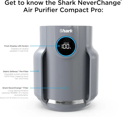 Miniatura 11 de Purificador de aire Shark para el hogar, NeverChange Compact Pro, para dormitorio, habitación infantil, oficina en casa, dormitorio universitario