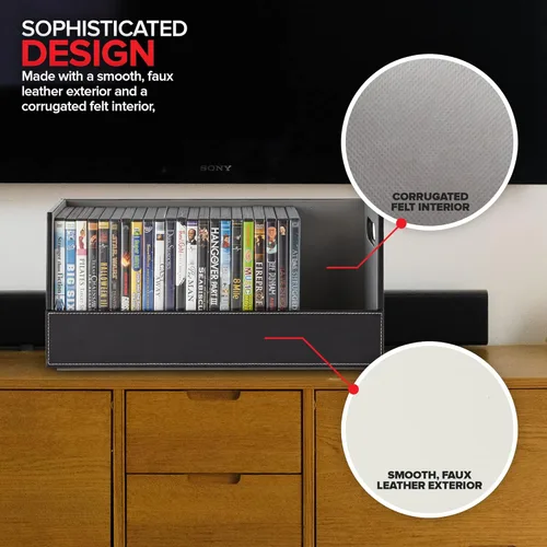 Miniatura 5 de Stock Your Home caja de almacenamiento de DVD, organizador de estante de películas para Blu-Ray, estuches de videojuegos, CDs, soporte para cintas