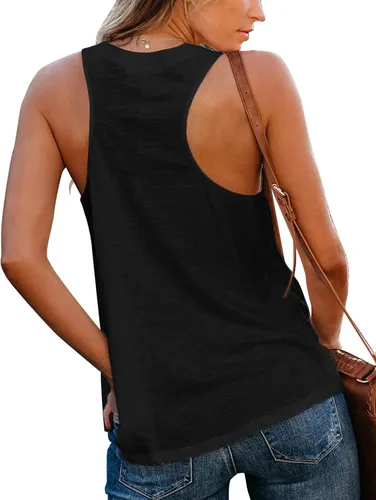 Miniatura 3 de Sunborui Camiseta sin mangas con cuello en V para mujer, estilo casual, básica, color liso