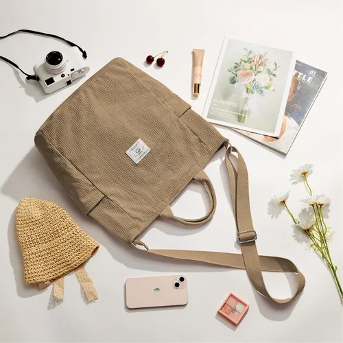 Miniatura 7 de KALIDI Bolso de mano de pana, bolso de mensajero con cremallera, bolso bandolera estilo hobo casual, para el trabajo, compras, para mujer