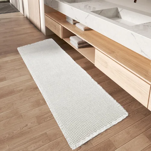 Miniatura 59 de AMOAMI Tapete de baño mejorado con diseño de gofre, súper absorbente, antideslizante, para suelo de baño, lavable a máquina, con borlas, tapetes