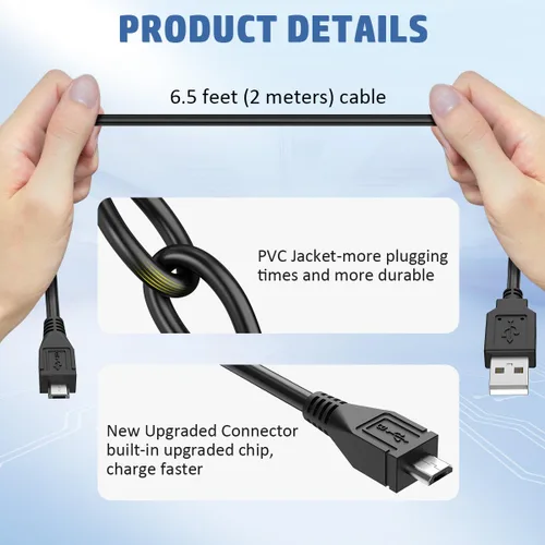 Miniatura 2 de EAGLEGGO Cable de carga micro USB (6.6 ft), para Astro MIXAMP PRO TR, USB 2.0, 6.5 pies, negro