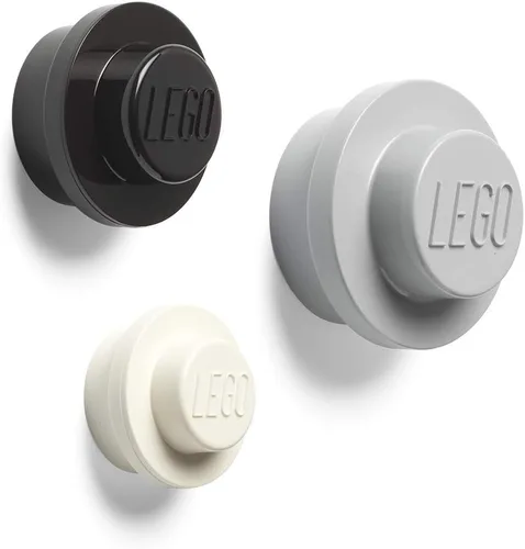 Room Copenhagen, Lego - Juego de colgadores de pared, ganchos decorativos para sala de juegos, color negro/blanco/gris