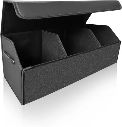 Miniatura 9 de Fyzeoty Organizadores de coche para maletero para SUV Sedán, caja de almacenamiento de cuero, tapa magnética, plegable y ajustable, 16.5 pulgadas
