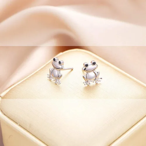 Miniatura 3 de Alphm Juego de joyas de plata de ley S925 con forma de corazón de rana, anillo y pulsera para mujeres y niñas