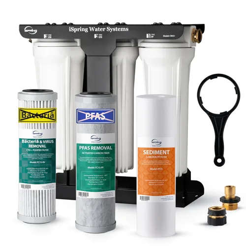Miniatura 14 de iSpring CW31 Sistema de Filtro de Agua para RV, Sistema de Filtración de Agua de 3 Etapas para RV para Campistas, Conectores Rápidos de Manguera