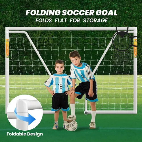 Miniatura 2 de NAIZEA Soccer Goal - 12x6/10x6/8x6/6x4FT Soccer Goals for Backyard, Portable & Weatherproof HPVC Soccers Goal w/Soccer Net Durable Post for Adults &
