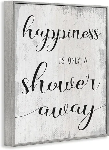 Miniatura 2 de Stupell Industries Happiness is a Shower Away - Letrero rústico para pared, 11 x 14, blanco roto