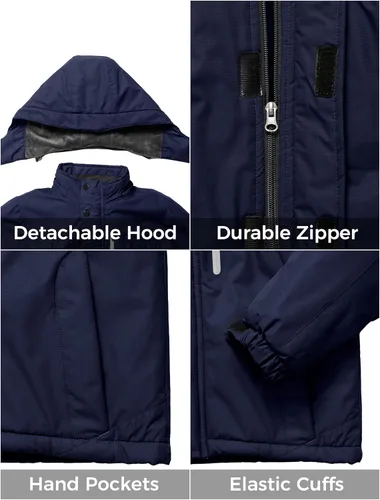 Miniatura 5 de ZSHOW Chaqueta de esquí impermeable para niños a prueba de viento con capucha, ropa deportiva de montaña para exteriores, Nieve, 6-20