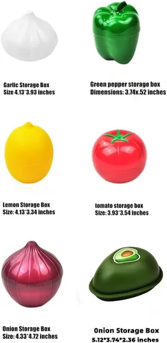 Miniatura 4 de XIYUAN 6 unidades de frutas y verduras en forma de alimentos reutilizables sellados para ahorrar pimienta, aguacate, cebolla, ajo, tomate y limón