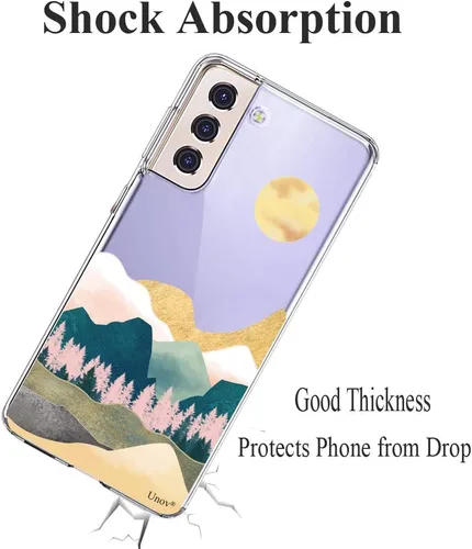 Miniatura 6 de Unov Funda para Galaxy S21, transparente con diseño, ajuste delgado, buen agarre, funda de teléfono en relieve, cubierta protectora a prueba