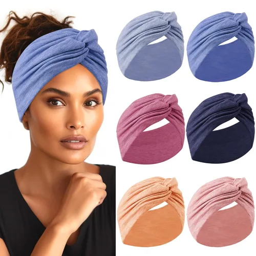 Miniatura 7 de HAUHC Diademas extra anchas para mujer, 7 pulgadas, grandes, como algodón, turbante anudado, bandana, diademas para mujeres antideslizantes