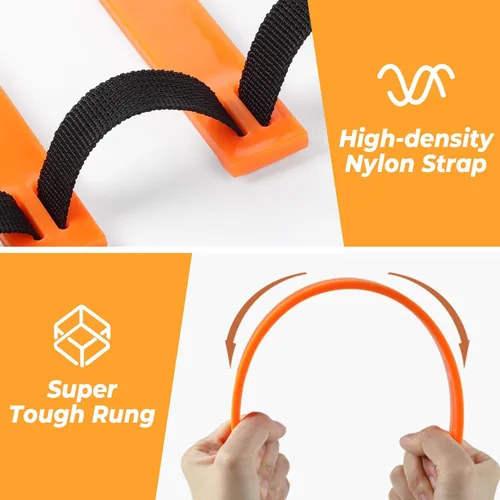 Miniatura 10 de GHB Pro Agility Ladder Soccer Kick Trainer Set 20ft 12 Rung 10 Cones and 4 Stakes Speed Agility Football Training Equipment with Carrying Bag Naranja