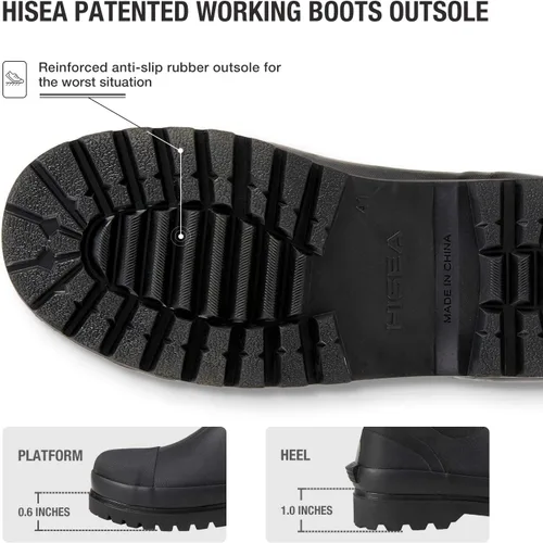 Miniatura 6 de HISEA - Botas de trabajo para hombre, botas de lluvia de neopreno, botas para barro con suela aislante