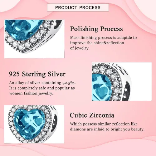 Miniatura 5 de LongLuck Dije de ojo de cristal para pulsera Pandora, dije de plata de ley 925 con circonitas cúbicas para mujer, Plata esterlina, cristal