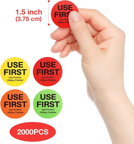 Miniatura 2 de Epakh 2000 calcomanías de uso para servicio de alimentos, etiquetas de control de inventario de 1.5 pulgadas para restaurante, adhesivo permanente