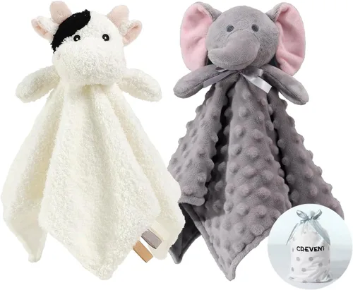 Miniatura 16 de CREVENT - Manta de felpa acogedora para bebé, mantita de seguridad con caras de animales para niños pequeños, regalo para bebés recién nacidos