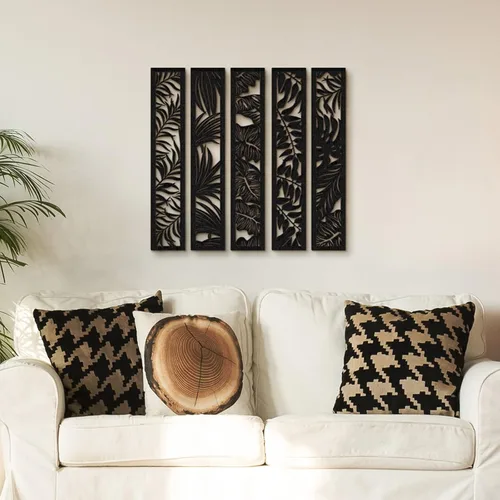 Miniatura 4 de Blulu 5 piezas de arte de pared de madera hueca para decoración de pared, paneles de madera para decoración del hogar, dormitorio, sala de estar
