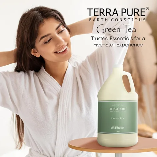 Miniatura 8 de Terra Pure Acondicionador de hotel de té verde 1 galón para hotelería y alquileres vacacionales para rellenar dispensadores (un galón)