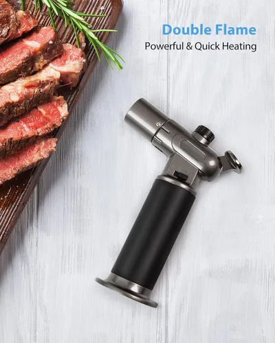 Miniatura 3 de RONXS Encendedor de antorcha, soplete de butano de cocina recargable, soplete de cocina con bloqueo de seguridad y llama única o doble ajustable