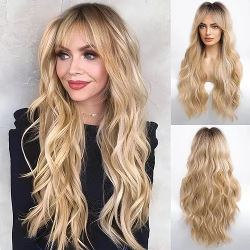 Miniatura 29 de HAIRCUBE Peluca Auburn con Flequillo Cabello Largo con Flequillo Cabello Rojo Apariencia Natural Resistente al Calor Peluca Sintética Juego Diario
