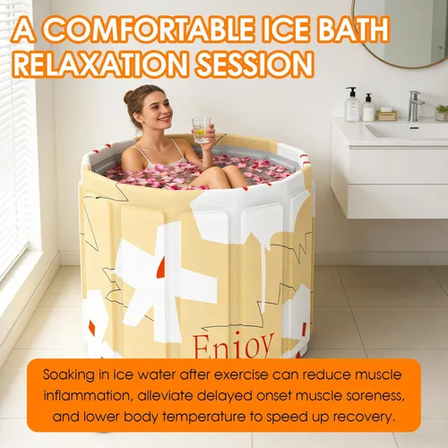 Miniatura 8 de Bañera portátil para adultos, bañera plegable para spa caliente y baño de hielo, bañera pequeña plegable para baño, bañera portátil aislada de 6