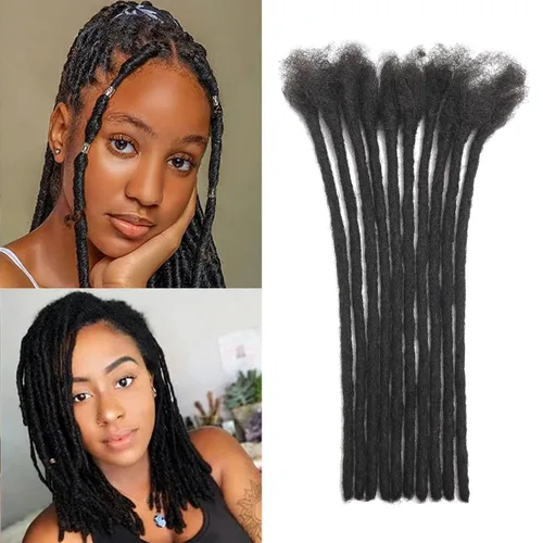 Miniatura 24 de Extensiones de Rastas de Cabello Humano 0.4cm de Grosor 4 Pulgadas 20 Hebras 100% Cabello Humano Real para Hombres/Mujeres/Niños Completamente
