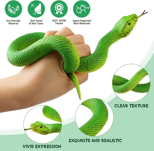 Miniatura 3 de Juguete realista de serpiente falsa – Figuras de animales de serpiente elásticas realistas – Accesorios de broma de Halloween, juguetes para aliviar