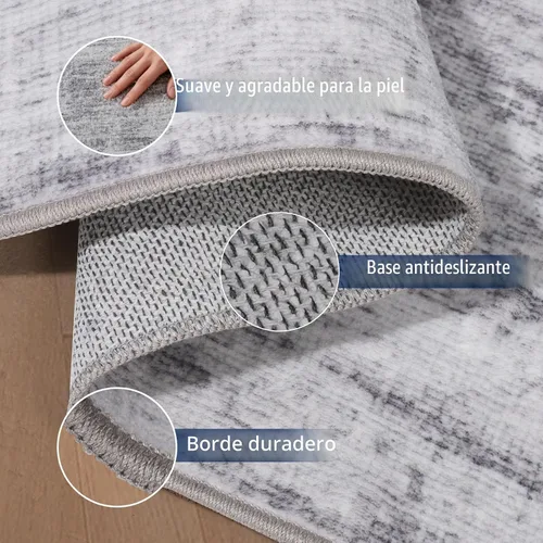 Miniatura 3 de Alfombras para pasillos antideslizantes 2x8, alfombra de pasillo moderna lavable para entrada, alfombra de piso suave resistente a manchas para Gris