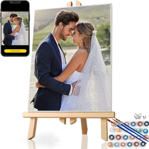 Pintura personalizada por números, pintura personalizada por números para adultos principiantes, kit de pintura de lienzo para fotos, pintura Sin