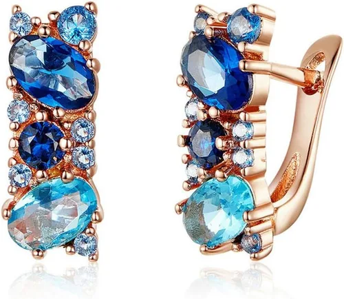 BISAER Mona Lisa Multicolored Crystal Elements Crystal Fashion Bridal Jewelry Sets Necklace and Earrings and Bracelet and Ring for Women Girls (Only