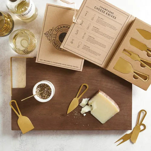 Miniatura 4 de Santa Barbara Design Studio Cuchillos de queso - Juego de cuchillos y tenedores de acero inoxidable en caja de regalo para quesos suaves medianos