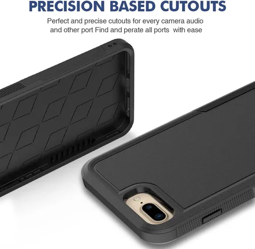 Miniatura 6 de Funda WOGROO para iPhone 8 Plus, iPhone 7 Plus de 5.5 pulgadas, funda protectora para teléfono a prueba de golpes, fuerte y duradera, color negro