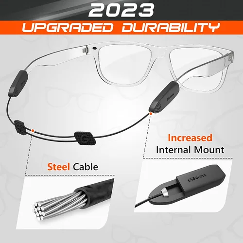 Miniatura 5 de SIGONNA Correa de gafas de sol con cable para hombre, cordón de cristal para mujer, 2 cordones