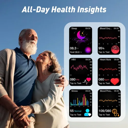 Miniatura 2 de Reloj inteligente para hombres y mujeres, pantalla AMOLED a color de 2.04 pulgadas, frecuencia cardíaca 24/7, oxígeno en sangre, presión arterial