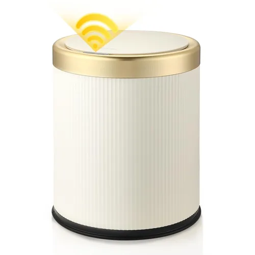 Cubo de basura automático con sensor de movimiento para baño con tapa, cubo de basura sin contacto de 2.8 galones, bote de basura pequeño, color