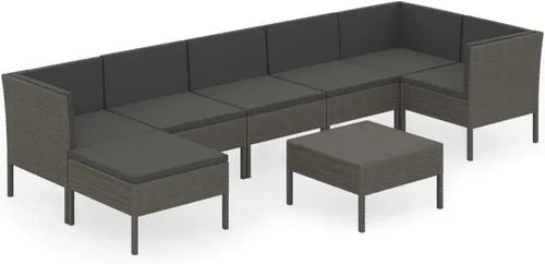 Miniatura 2 de Ensemble Salon de Jardin 8 Pièces Gris Anthracite Modulable avec Coussins, Meuble d'Extérieur Pour Terrasse et Balcon, Confortable et Résistant aux