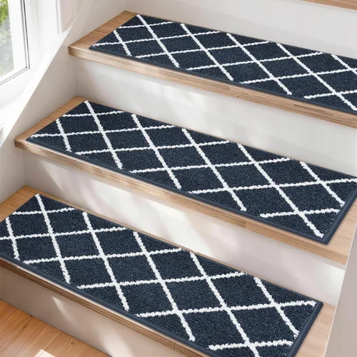 Miniatura 14 de COSY HOMEER Peldaños de escalera para peldaños de madera de 9 x 28 pulgadas, alfombras antideslizantes, pelar y pegar para interiores para niños