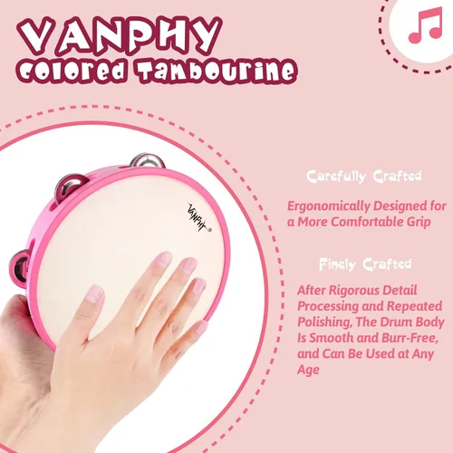 Miniatura 2 de Pandereta para adultos de 20 cm, panderetas de mano con cascabeles de metal, pandereta de ABS, instrumento de percusión musical para iglesia, fiesta