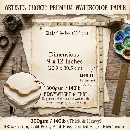 Miniatura 2 de Sabary 100 hojas de papel vintage hecho a mano con bordes deckled de 10.58 oz, papel vintage de acuarela grueso, rugoso, texturizado, tarjetas