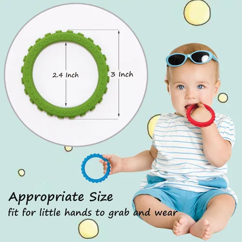 Miniatura 4 de Pulseras sensoriales masticables para niños y niñas, paquete de 4 pulseras de silicona para niños con autismo, TDAH, ansiedad o necesidades
