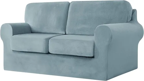 Miniatura 39 de UNBBRRL Fundas de sofá de 3 piezas para sofá, funda de terciopelo elástico para sillón con 1 funda de cojín de asiento y 1 funda de respaldo
