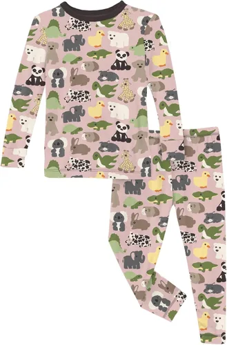 Miniatura 127 de KicKee Pants Conjunto de pijama de manga larga con estampado de piezas