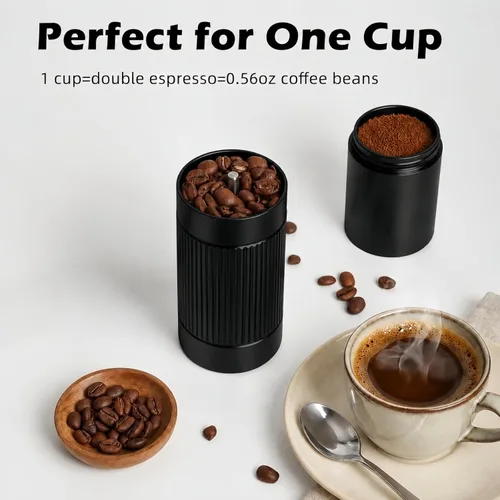 Miniatura 6 de Molinillo de café eléctrico y manual 2 en 1 con rebabas de acero inoxidable de 1.575 pulgadas, molino de fresas totalmente metálico recargable por